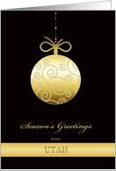 Season’s Greetings from Utah, gold bauble, Christmas Card