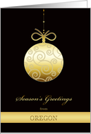 Season’s Greetings from Oregon, gold bauble, Christmas Card