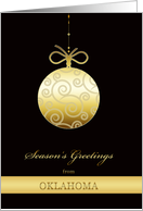 Season’s Greetings from Oklahoma, gold bauble, Christmas Card