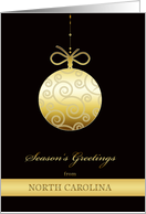 Season’s Greetings from North Carolina Faux Gold Christmas Bauble card