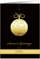Season’s Greetings from Iowa Faux Gold Christmas Bauble card