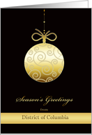 Season’s Greetings from District of Columbia Faux Gold Christmas Bauble card