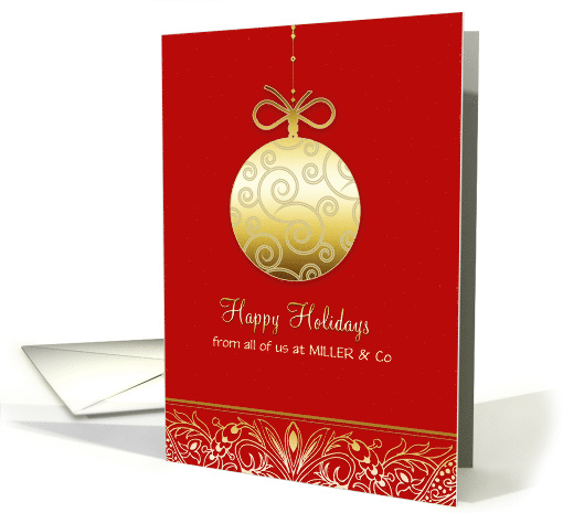 Happy Holidays Customizable Business Christmas Faux Gold Ornament card