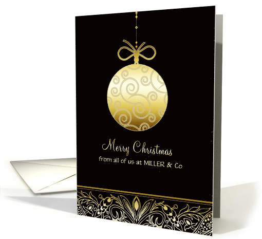 Merry Christmas Customizable Business Faux Gold Ornament card (872810)