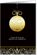 business customizable Christmas card, gold ornament card