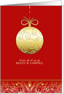 business customizable Christmas card, gold ornament card