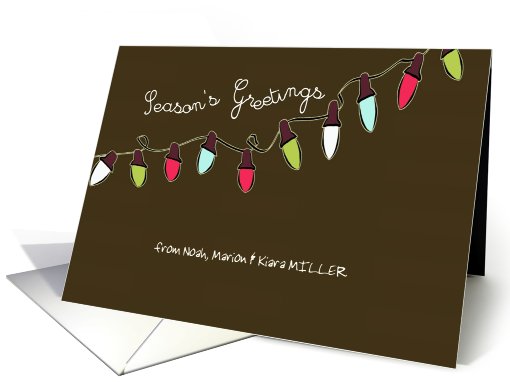Season's Greetings, customizable Christmas card, lights card (873458)