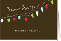 Season’s Greetings, business customizable Christmas card, lights card