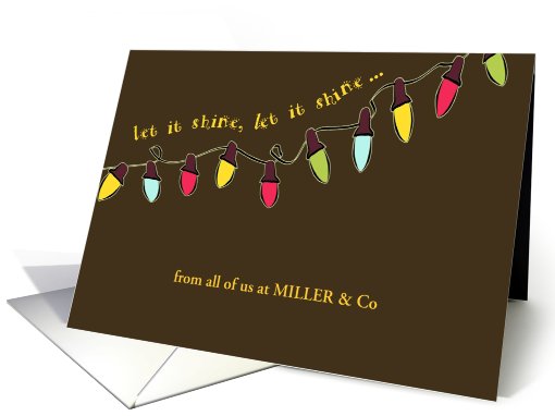 let it shine, business customizable Christmas card, lights card