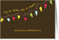 let it shine, business customizable Christmas card, lights card