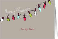 to my Boss, Merry Christmas, Christmas lights, red, green, taupe card