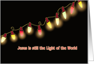 Jesus is the light of the world, Christian Christmas card, lights card