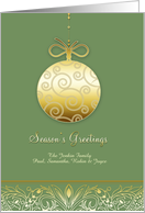 Season’s Greetings Customizable Faux Gold Christmas Ornament Green card