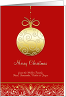 Merry Christmas, customizable gold-effect christmas card, ornament card