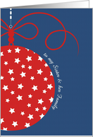 to my Sister & her Family, Christmas Card, red, white & blue, stars, card