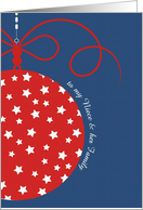 to my Niece & her Family, Merry Christmas Card, red, white & blue, card