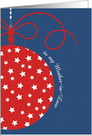 to my Mother-in-Law, Merry Christmas Card, red, white & blue,stars card