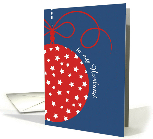 to my Husband, Merry Christmas Card, red, white & blue,stars card