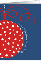 to my Grandson & Wife, Merry Christmas Card, red, white & blue,stars card