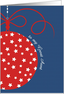 to my Great Aunt, Christmas Card, red, white & blue, stars card