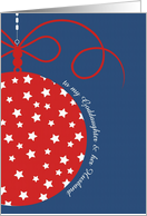 to my Goddaughter & Husband, Christmas Card, red, white & blue, stars card