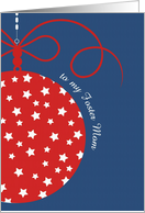 to my foster Mom, Christmas Card, red, white & blue, stars card