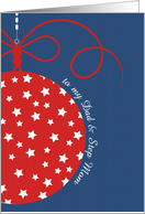 to my Dad & Step Mom, Christmas Card, red, white & blue, stars card