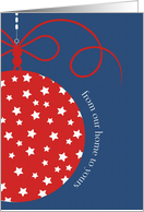 From our home to yours, Merry Christmas, red, white & blue, stars card