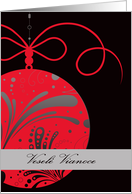 Vesele Vianoce Merry Christmas in Slovak Glass Ornament Red card