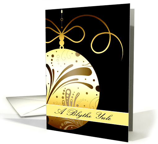 A Blythe Yule Merry Christmas in Scots Glass Ornament Gold card
