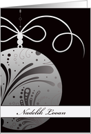 Nadelik Looan Merry Christmas in Cornish Ornament Silver card