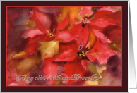 To my Son & Daughter-in-Law, Christmas card, Poinsettias, watercolor card