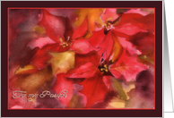 to my Pastor, Christmas card, Poinsettias, watercolor card
