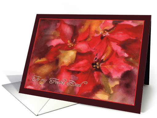 For Foster Dad Christmas Poinsettia Watercolor card (879617)