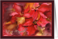 Christmas card for Daughter, Poinsettia, watercolor card