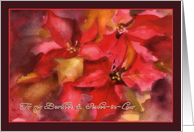 Christmas card for Brother & Sister-in-Law, Poinsettia, watercolor card