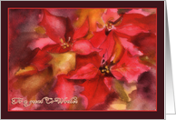 business Christmas card for a Co-worker, Poinsettia, watercolor card