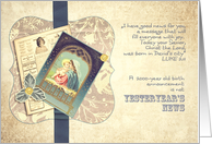 Good News, Christian Christmas card, Collage old newspaper card