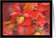 Business Merry Christmas & happy new year, poinsettias, watercolor card