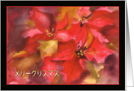 Merry Christmas in Japanese, poinsettia card