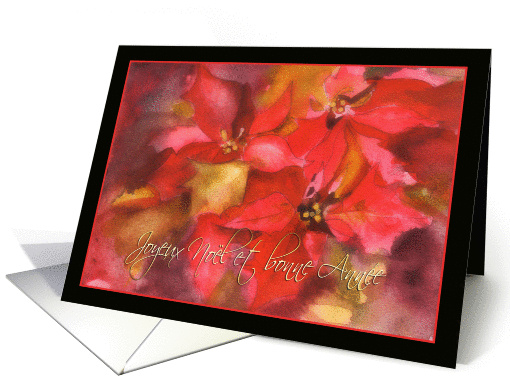 Joyeux Nol et bonne Anne, Merry Christmas in French, poinsettia card