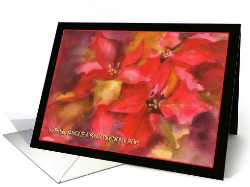 vesel Vnoce, Merry Christmas in Czech, poinsettia card (880613)