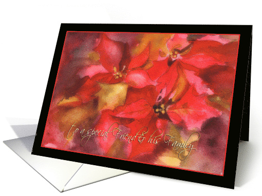 Christmas for Friend and His Family Poinsettia Watercolor card