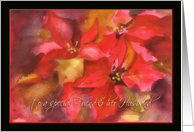 Christmas Card for Friend & her Husband, poinsettias, watercolor card
