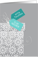 Christmas card for Neighbor, elegant gift, white snowflakes, ribbon card