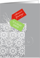 Business Christmas card for Vendor, elegant gift, white snowflakes card