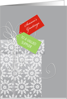 Business Christmas card for Supplier, elegant gift, white snowflakes card