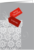 Christmas card for Dad, elegant gift, white snowflakes, ribbon card