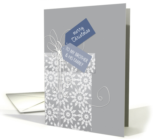 Christmas card for Brother & Family, elegant gift, snowflakes card