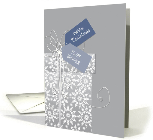 Christmas card for Brother, elegant gift, snowflakes, ribbon card